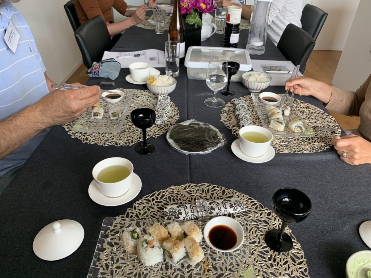 inside-out roll sushi class in June 2020