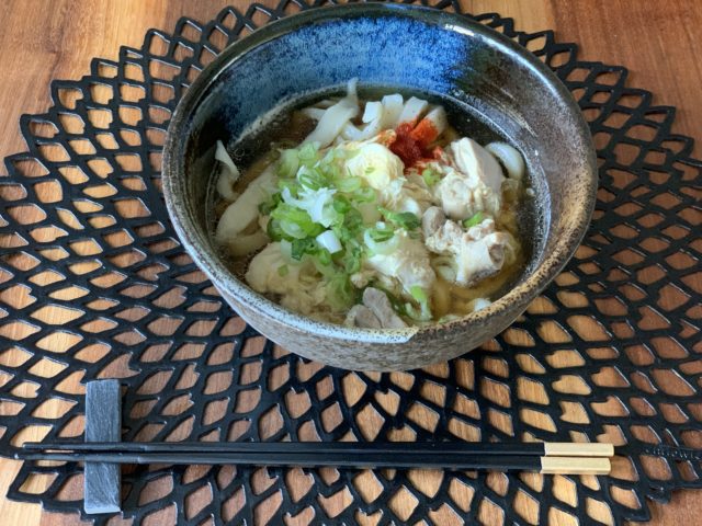 house made udon with hot dashi soup